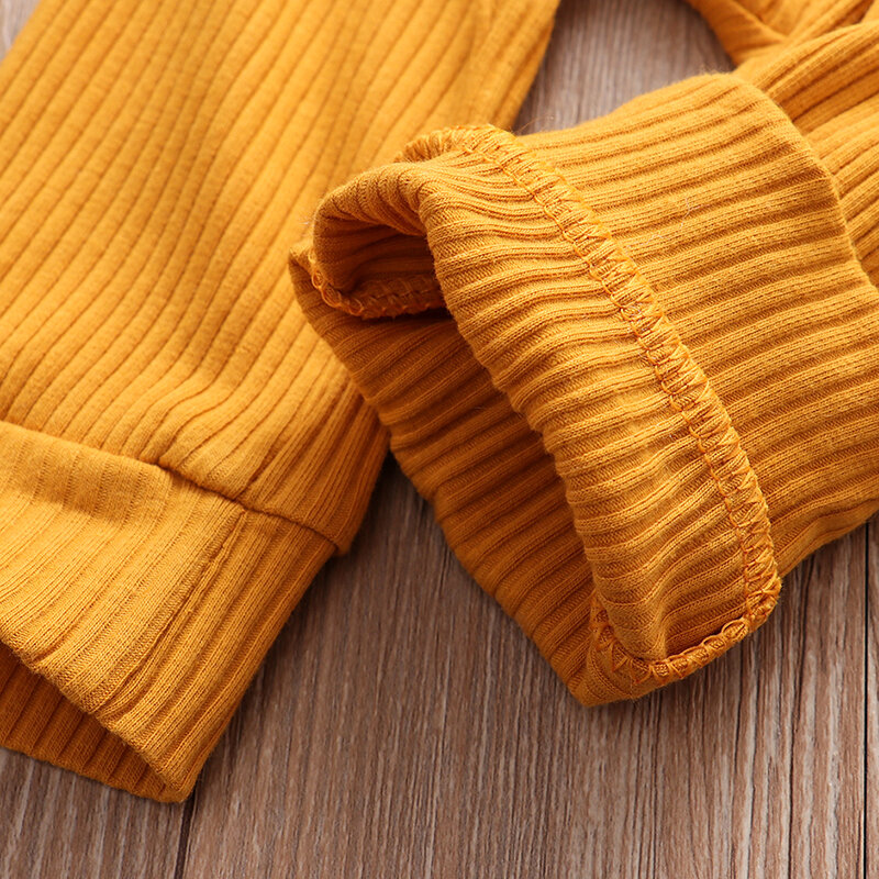 Newborn Baby Boy Clothing Toddler Girl Romper Cotton Long Sleeve Knitted Ribbed Hooded Jumpsuit Sets Baby Spring Infants Outfit