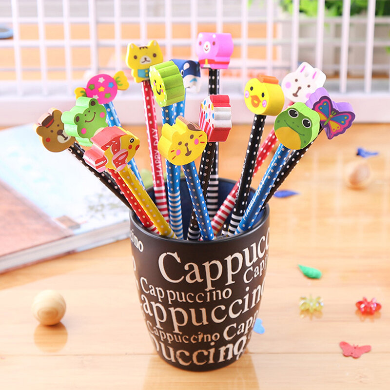 การ์ตูนด้วยดินสอยางดินสอสำหรับเด็กแบบสร้างสรรค์ปากกาสำหรับเด็กประถมของขวัญสำหรับวันเด็กนานาชาติ