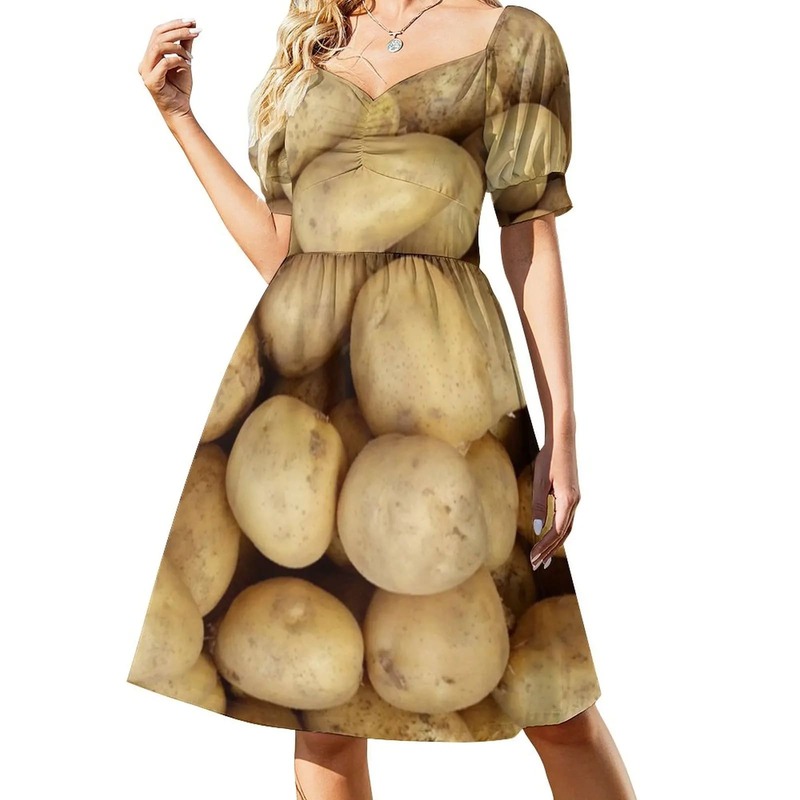 Kartoffeln... gut, ehrlich .. Kartoffeln... Ärmelloses Kleid elegante Abendkleider für Frauen 2024 Kleid Frauen Sommer