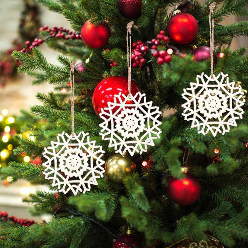 Flocons de neige en bois non finis pour enfants, artisanat d'ornement de Noël, décorations en bois non finies, bricolage, 24 pièces