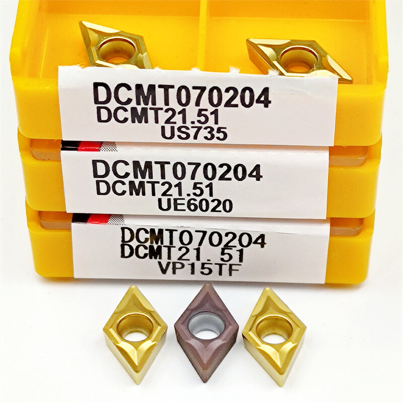 10 قطعة DCMT070204 VP15TF US735 UE6020 DCMT070208 الداخلية تحول أداة CNC Tnsert LatheTool كربيد قاطعة المطحنة DCMT 070204