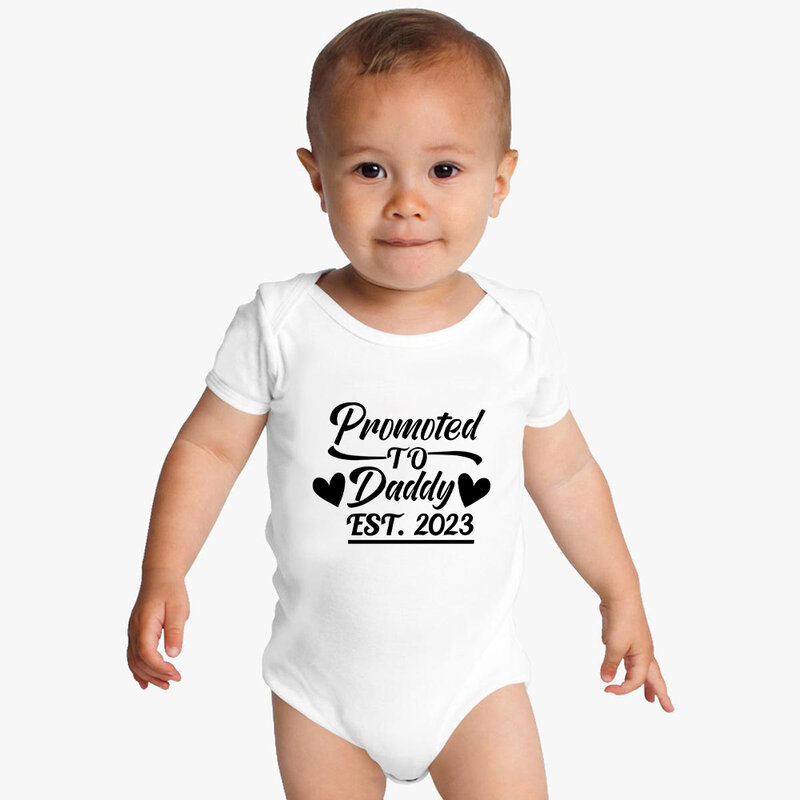 Promoted To Mommy Summer Bodysuit Pure Cotton Baby Short Sleeve Jumpsuit Cartoon Print Casual Fashion Romper Boys Girls 0-24M