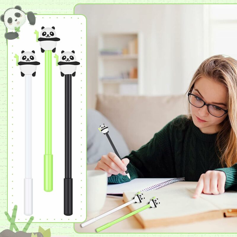 24 Pcs Panda Gel Pens Set Animal Cartoon Cute Fountain Pen 0.5mm Kawaii Writing Tools School Stationery Office Supplies