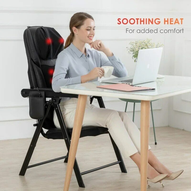 COMFIER Folding Massage Chair Portable, Shiatsu Neck Back Massager with Heat, Foldable Chair Massager for Full Body, Adjustable