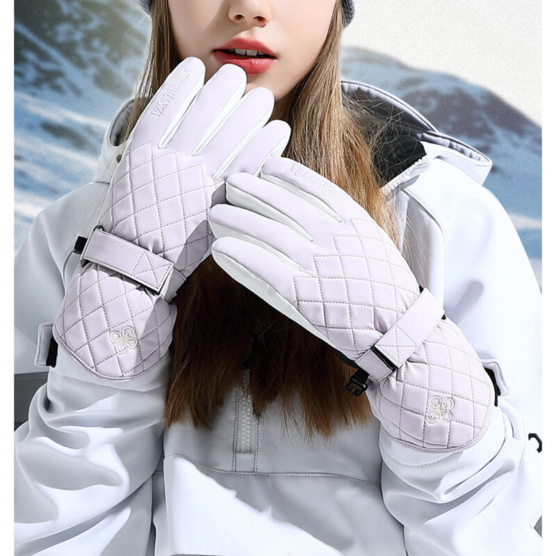 Зимние лыжные перчатки для женщин, теплые перчатки для сноуборда, сохраняют тепло, водонепроницаемые ветрозащитные бархатные велосипедные перчатки