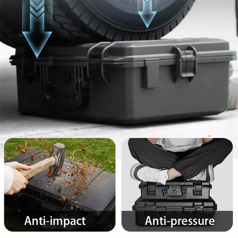 Kotak peralatan tas jinjing keras tahan air, dengan kotak penyimpanan spons pelindung keselamatan pengatur perangkat keras tahan benturan