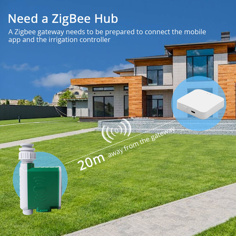Умный таймер для полива сада Tuya Zigbee, устройство с дистанционным управлением через приложение, работает с приложением