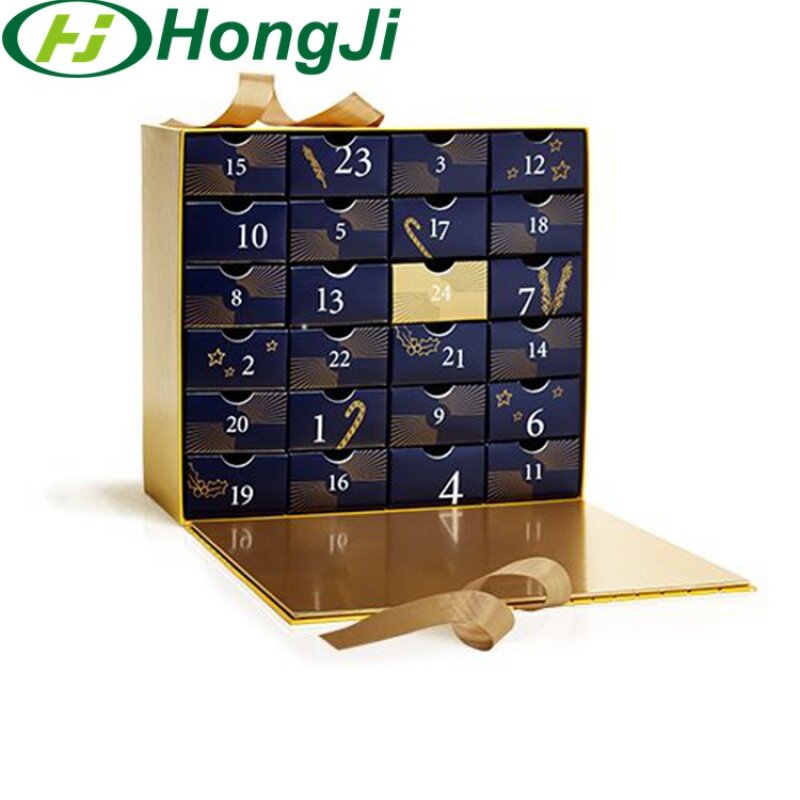 Caja de calendario de adviento de papel de decoración personalizada, producto personalizado, regalo