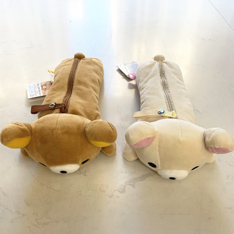 Милые плюшевые пеналы Kawaii Rilakkuma для девочек, детские школьные Пеналы, милые карандаши с медведем из коррилаккумы в стиле аниме, органайзер, сумка для ручек