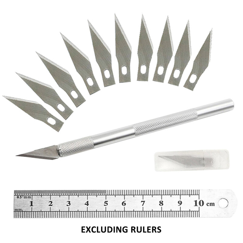 1 Set 10 Blades Metal Wood Paper Knife Tools Cutter Engraving Craft Knife Carving Tools DIY Stationery Utility Knife