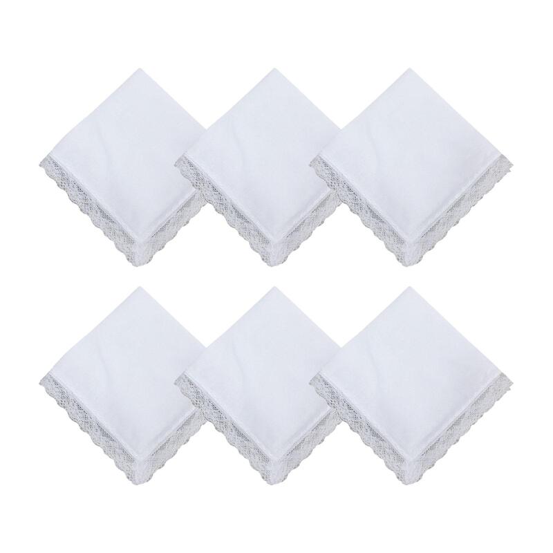 Mouchoirs blancs en coton pour hommes et filles, 6 pièces, bricolage, besoins artisanaux, en vrac