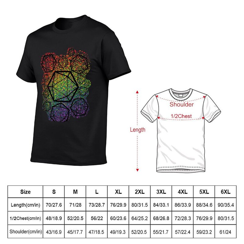 Camiseta de manga corta Rainbow D20 para hombre, ropa kawaii para fanáticos del deporte, camisetas gráficas divertidas