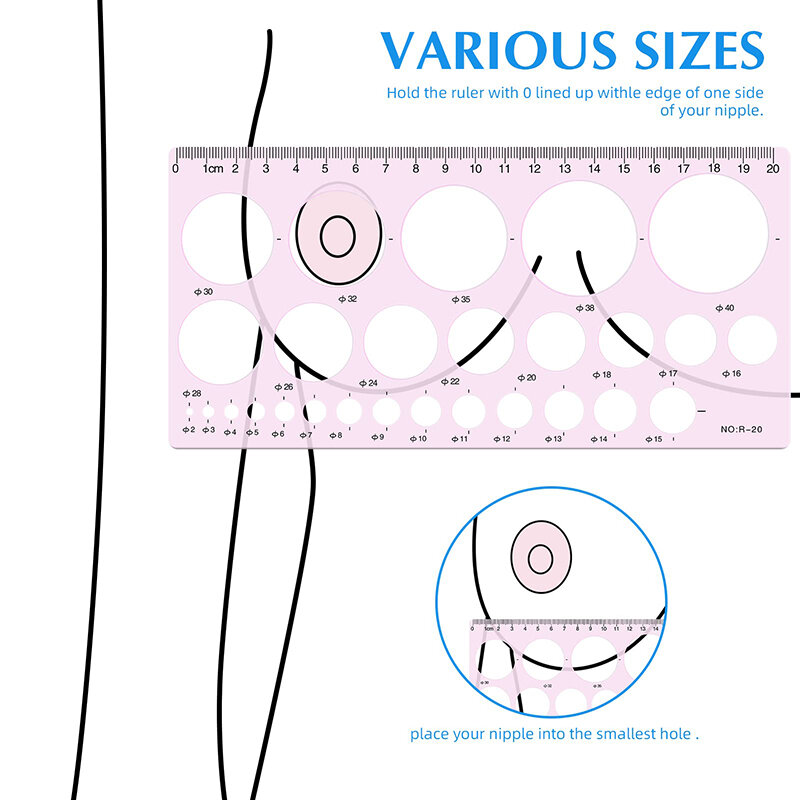 1pc Breast Pump Flange Measuring Tool For Nipple Plastic Nipple Ruler