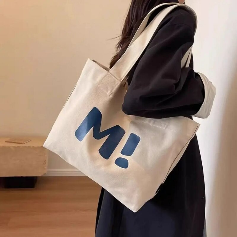 Multifuntional Canvas Tote Bag Korean Large Capacity Japanese Style Shoulder Bag Letter Printing Sling Backpack Women Girls