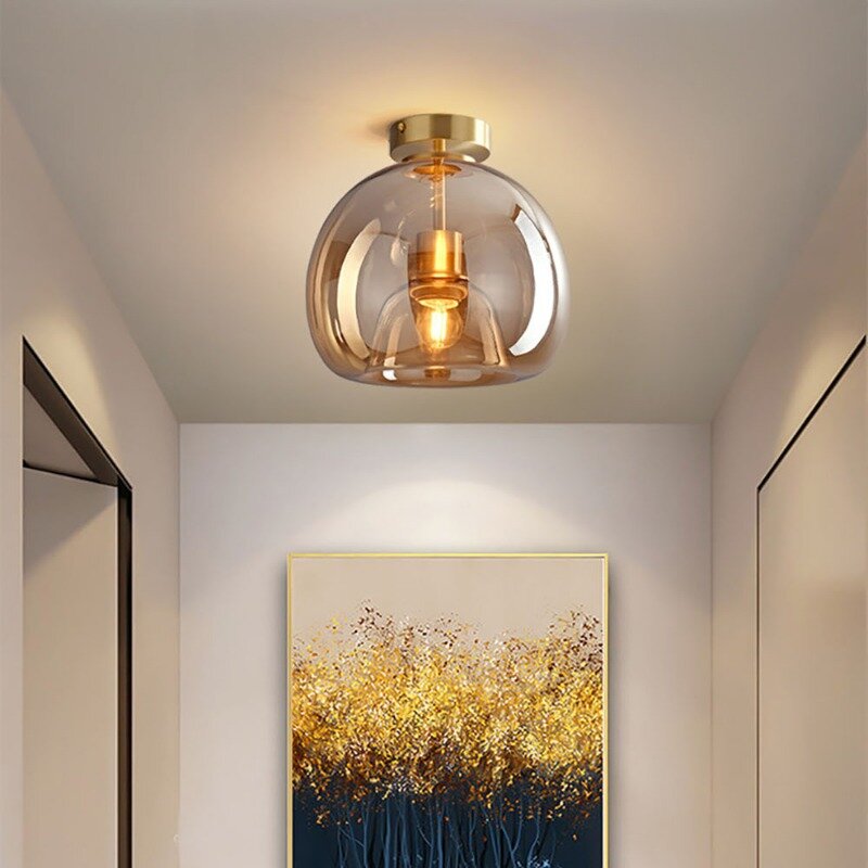 Nordic Corridor Aisle LED Dinning Room Lamp Modern Minimalist Glass Ceiling Light Creative Living Room Lighting Home Decoration