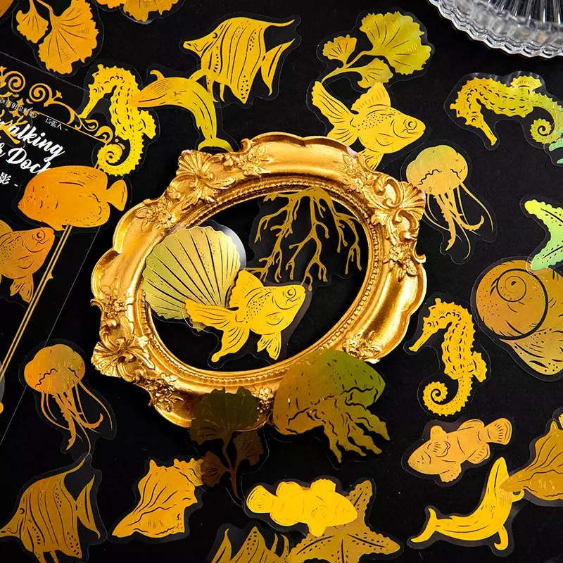 30 pezzi adesivi abbronzanti Laser dorati libro mastro a mano materiale Collage farfalla funghi carta Scrapbooking decorativo 45MM