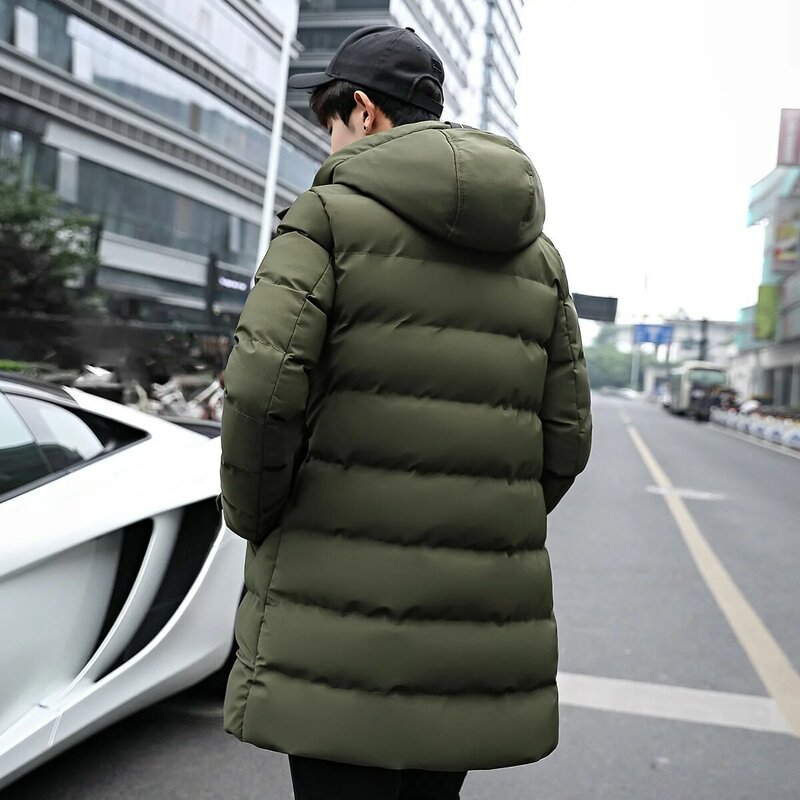 Nuova giacca imbottita invernale addensata di media lunghezza da uomo imbottita invernale calda giacca imbottita con cappuccio