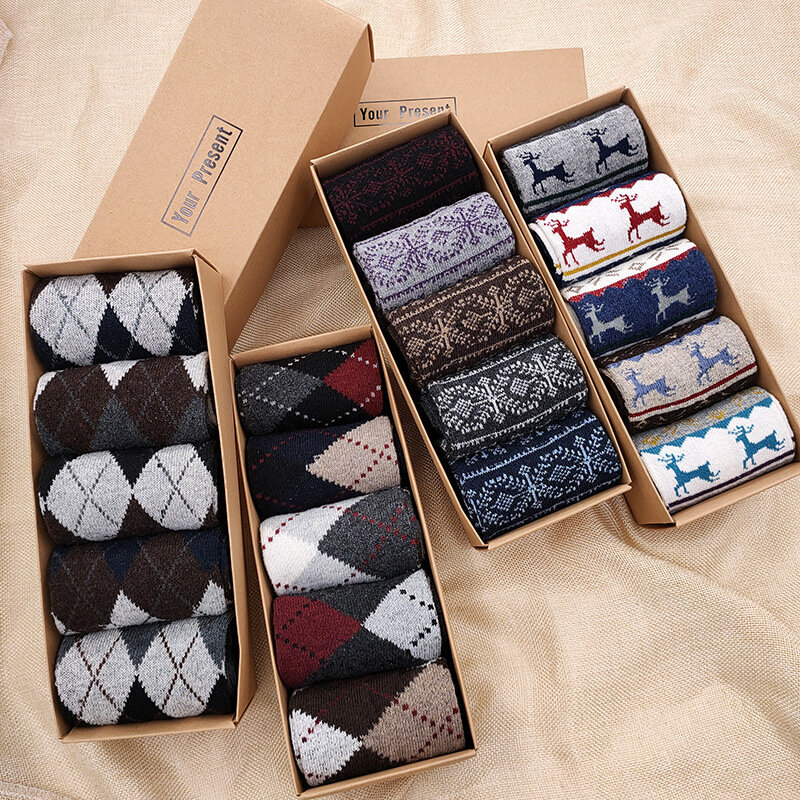 Gift Box Fashion Hoge Kwaliteit 5 Paren/partij Casual Katoen Mannelijke Jongen Sokken Business Warm Houden Mannen Sokken