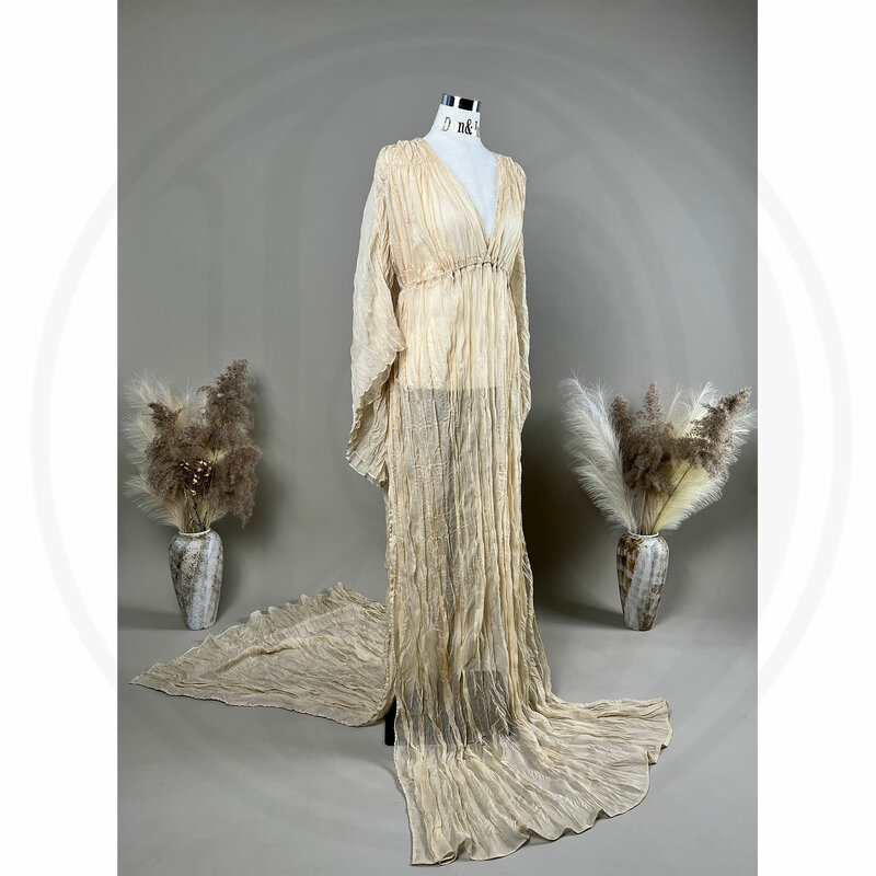 Don & Judy-Robe longue plissée en mousseline de soie pour femme enceinte, robe de soirée élégante, vêtements de mariage, vêtements de fête, vêtements de fête, tenue de future maman
