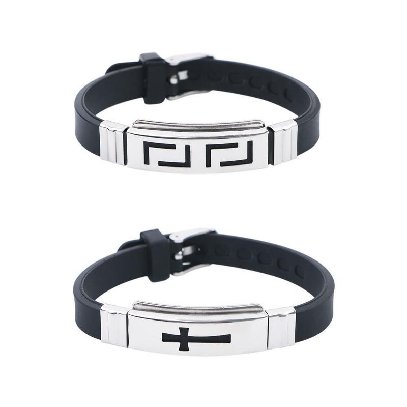 Cool Hui Pattern Cross Fashion Design Personality Korean Hand Rope Jewelry Accessories Silicone Bracelet Men Wristband