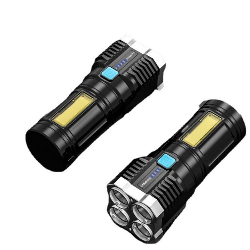 Lanterna LED recarregável USB portátil, lanterna com Power Bank, luz lateral forte, Core COB, casa, ao ar livre, 2pcs