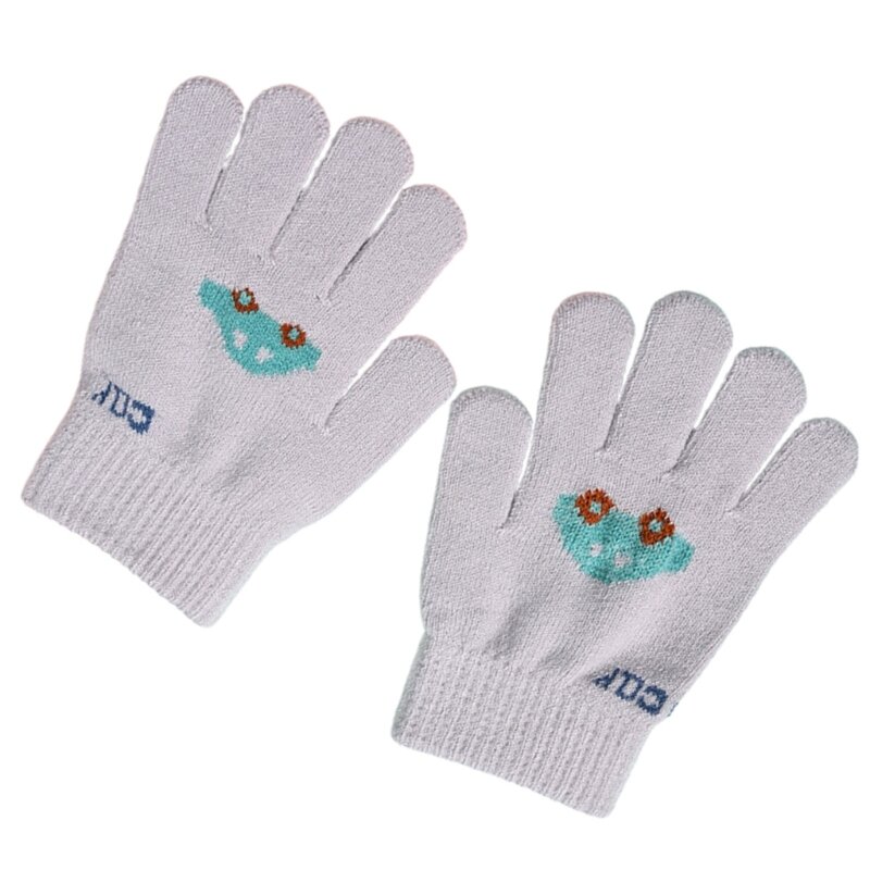 Осенне-зимние детские вязаные теплые перчатки, уличные варежки, перчатки с раздельными пальцами из мультфильма
