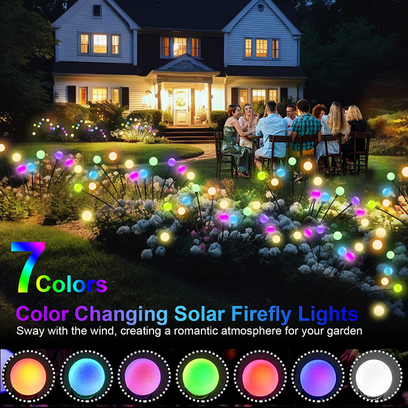 야외 LED 태양광 조명, 방수 스타버스트 태양광 반딧불 조명, 잔디 램프, 정원 램프, 경로 조경 장식, 12 팩