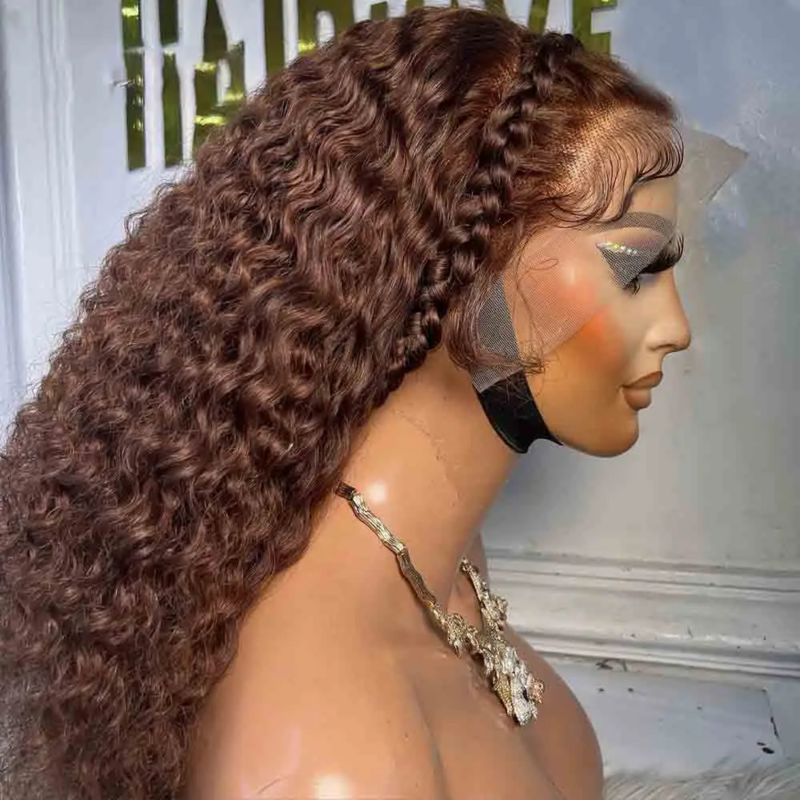 180 плотность 26 дюймов безклеевые коричневые Курчавые Кудрявые Детские Волосы Кружевной передний парик для черных женщин предварительно выщипанные термостойкие ежедневные