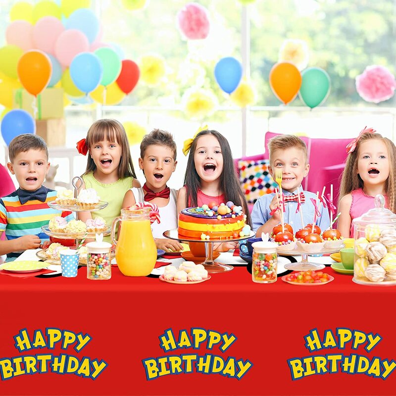 Mantel de Pokeball Pokemon Pikachu, suministros de fiesta, cubierta de mesa, tazas, platos, decoraciones de feliz cumpleaños, envío gratis