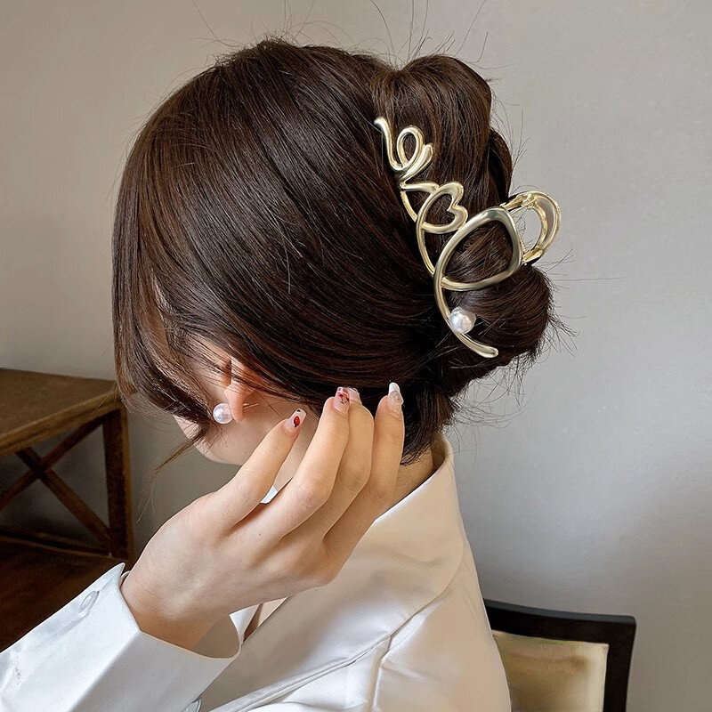 Pinza para el pelo con letras y perlas para mujer y niña, accesorios para el cabello, joyería de boda, regalo, Y2K, 2024