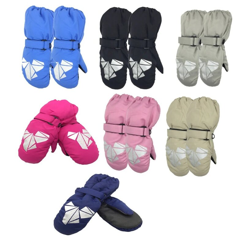 1 paio di guanti per bambini inverno impermeabile caldo abbigliamento sportivo regali per bambini Design elastico attività all'aperto inverno blu