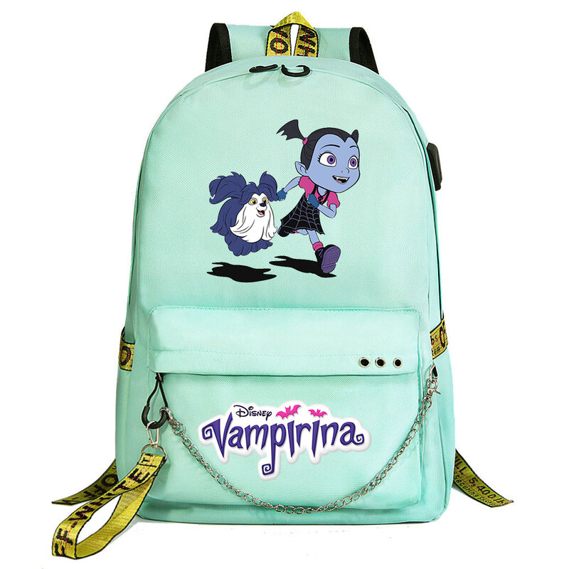 Disney Vampirina USB Backpack School Bag Laptop Rucksack Women Men Backbag Travel Daypacks Chain Backpack Mochilas