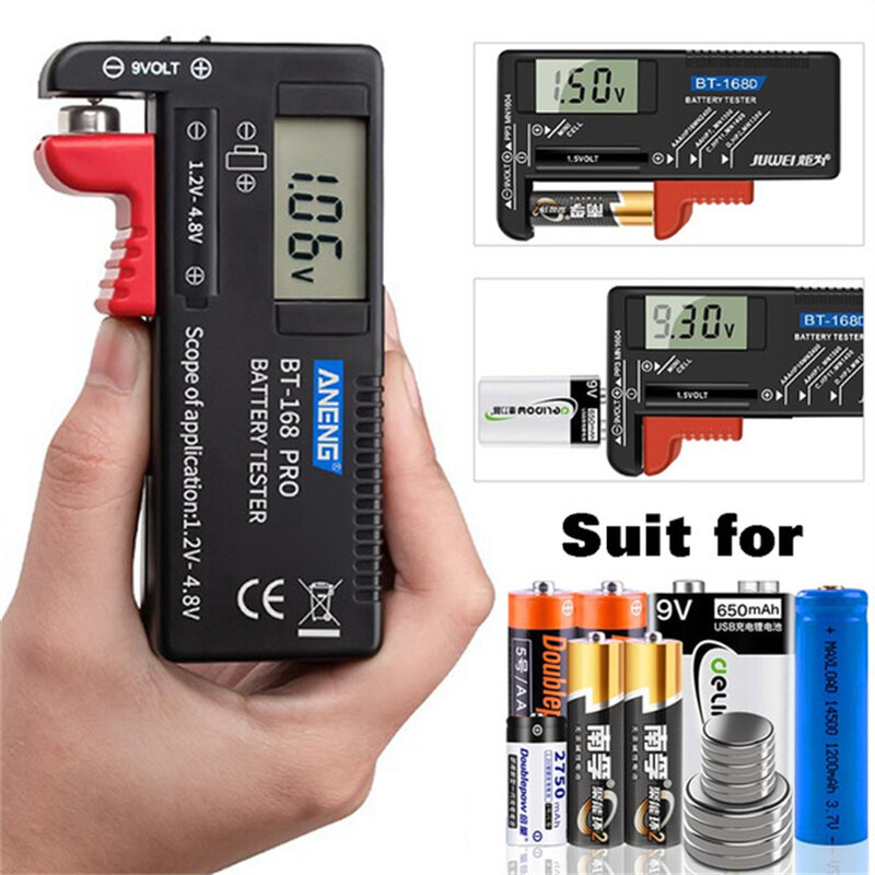 Probador de batería Digital BT-168 Pro, BT-168D, pantalla LCD, CDN, AAA, AA, comprobador de batería de botón, medida de voltios