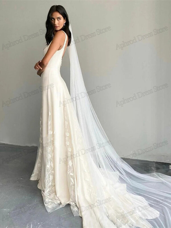 Женское атласное свадебное платье It's yiiya, белое элегантное платье-трапеция с кружевной аппликацией и квадратным вырезом на лето 2019