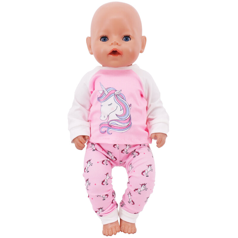 2 pz/set Kawaii Animal pigiama Suit per 43 Cm Born Baby Reborn Doll abbigliamento accessori 18 pollici Doll Girls Toys la nostra generazione