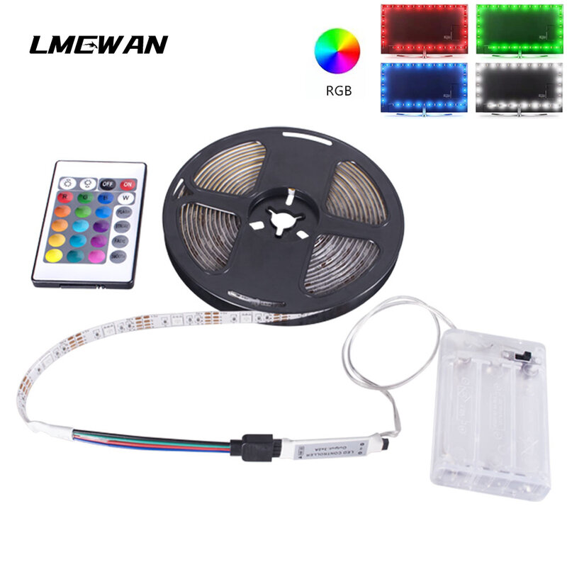 LED Strip Light SMD5050 remote 5V RGB LED Lamp Battery Decoration flexible waterproof light TV screen backlight lights lighting