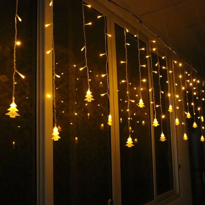Lampu LED Icicle, lampu LED Natal 5M 100LED, lampu tali peri AC 220V, lampu dekorasi pesta taman rumah pernikahan