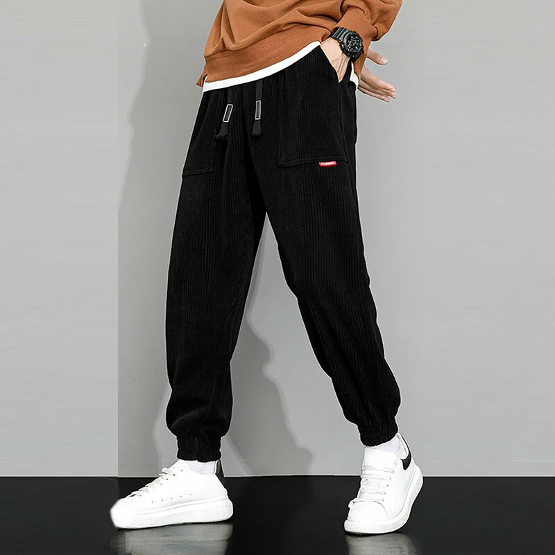 Nowe jesienne zimowe sztruksowe spodnie dresowe męskie luźne biegacze moda Streetwear luźne codzienne spodnie haremowe Plus rozmiar
