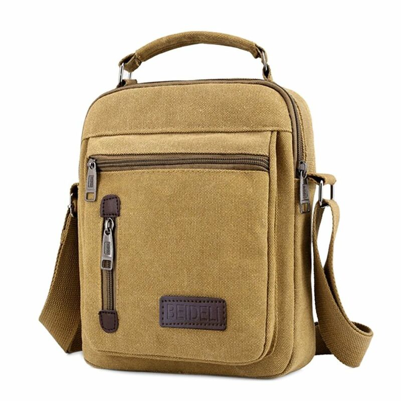 Multi Pockets Men Shoulder Bags Casual Canvas Wear-resistant Travel Crossbody Bag Large Capacity Tote Tool Satchel Bag