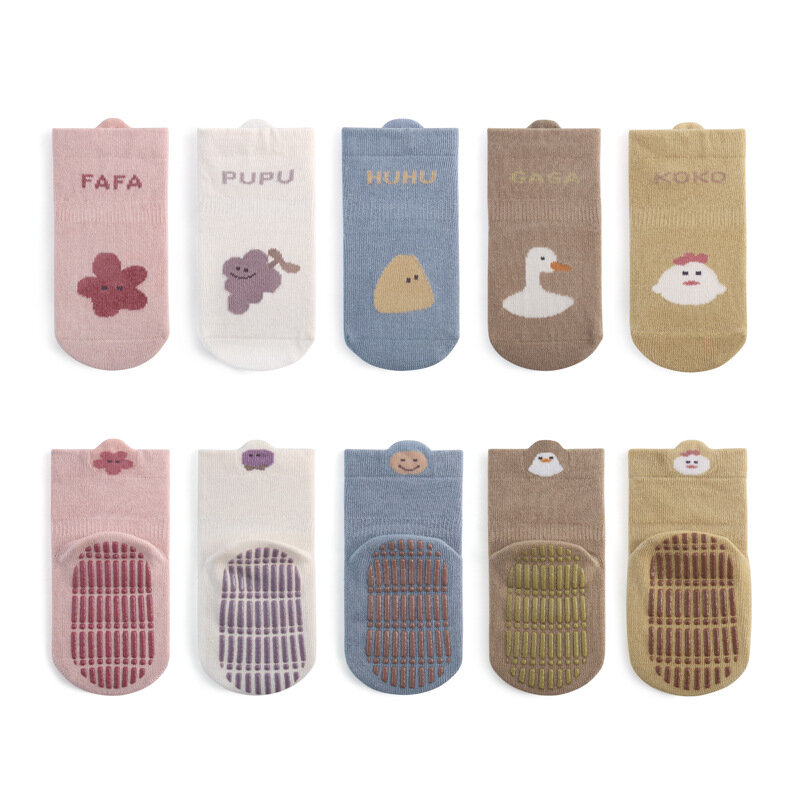 Modamama-Calcetines antideslizantes para bebé recién nacido, medias de goma antideslizantes de Color sólido para el suelo, de algodón suave, para otoño