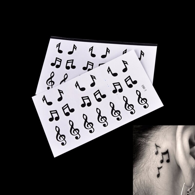 1pc Body Art Tattoo Water Transfer Feather Music Note Cross Barcode autoadesivo del tatuaggio temporaneo autoadesivo del tatuaggio impermeabile