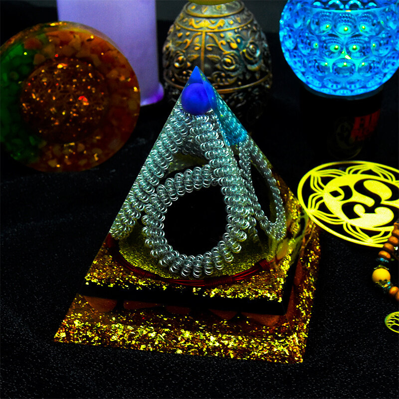 Ornamen Perhiasan Kristal Piramida Cakra Orgonite Quartz Alam Alat Meditasi Penyembuhan Yoga Perhiasan Buatan Tangan Kerajinan Resin Epoksi