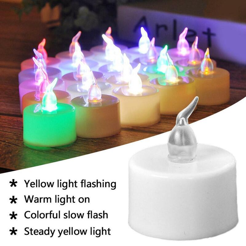 Luz de vela electrónica LED sin llama con batería, lámpara de vela colorida, decoraciones para fiestas de cumpleaños y bodas