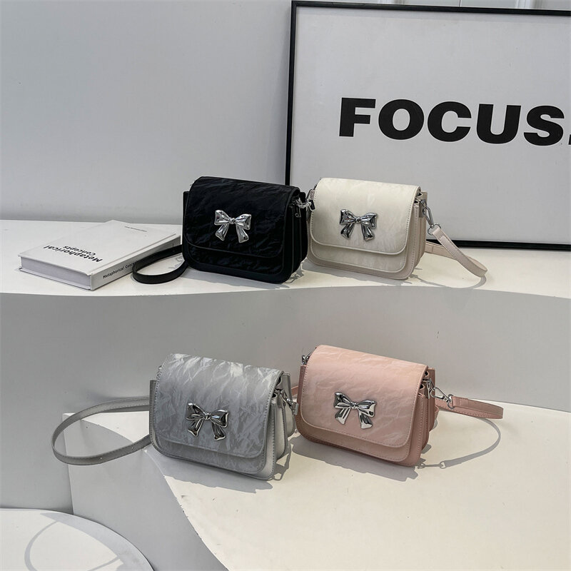 LEFTSIDE Bow Pu Leather Flap Bags for Women 2024 Fashion Female Mini Crossbody Bag Female Shoulder Bag Handbags and Purses
