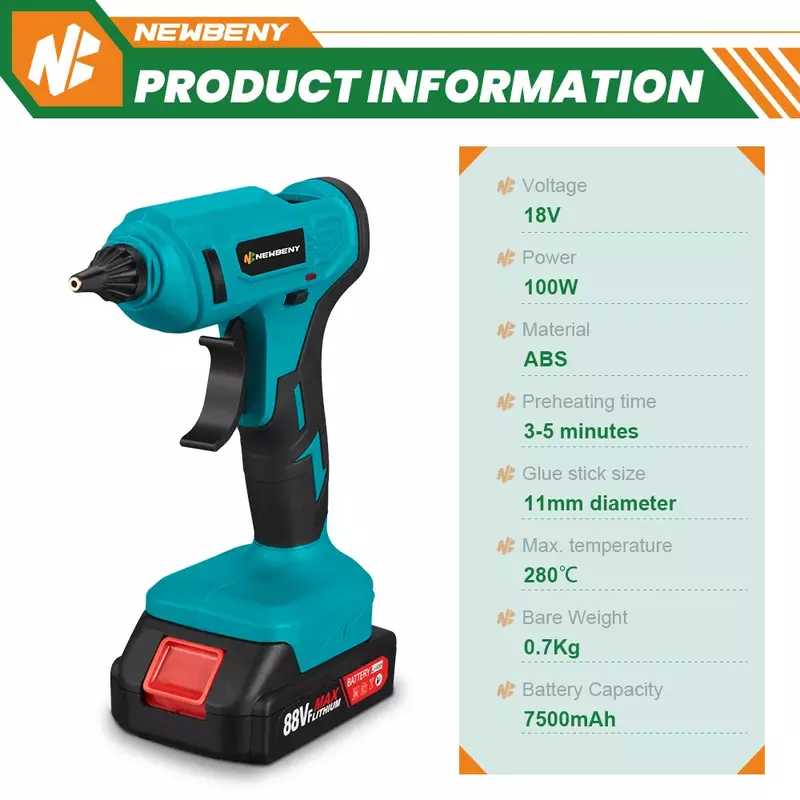 100W Cordless Electric Hot Melt Glue Gun 11mm Glue Stick Anti-scald Nozzle Rechargeable DIY Repair Tool For Makita 18V Battery