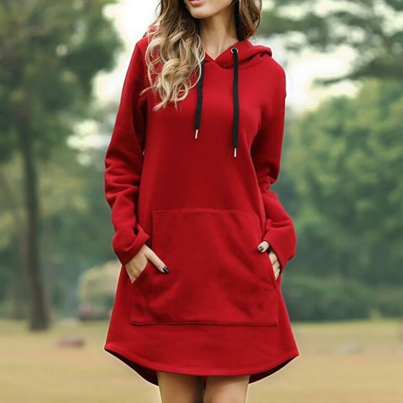 Gaun hoodie Mode wanita musim semi kaus bersaku besar atasan panjang kasual Hoody Pop Korea Pullover ukuran besar