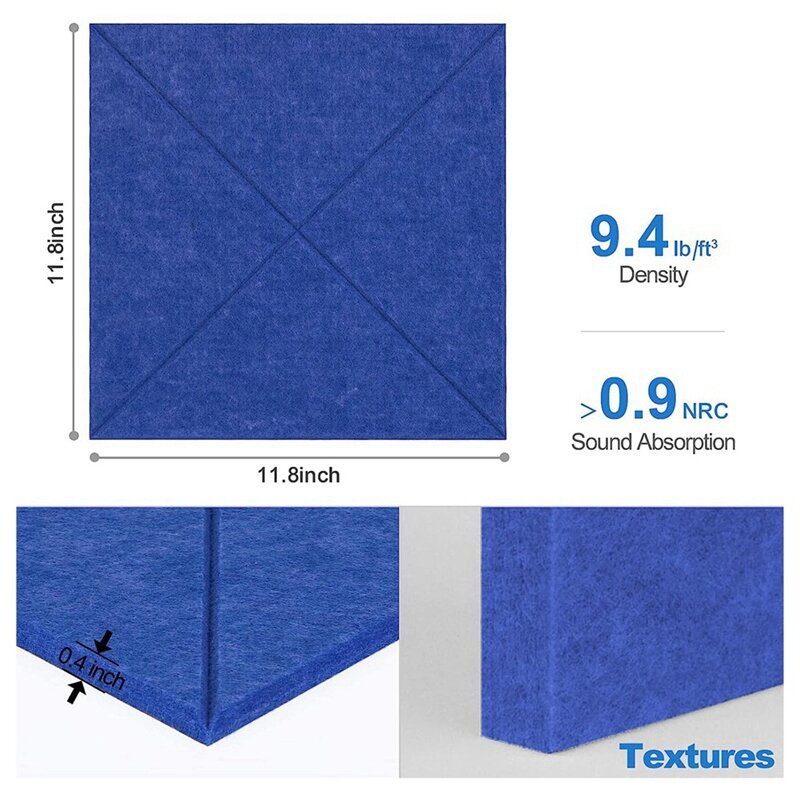 12 Pack 12X12x0.4Inch Sound Proof Foam Panels Decorative Soundproof Wall Panels Sound Absorbing Tile For Home&Offices