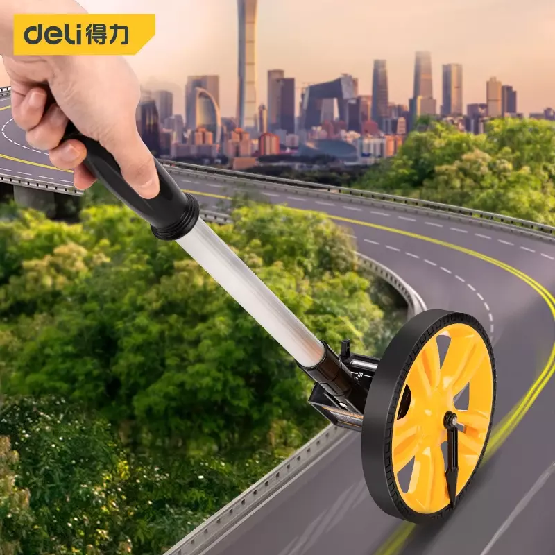 Deli Adjustable Measuring Wheel  Multifunction Mechanical Meter Wheel Distance 0-9999m Long Distance Meters 1 Pcs 150mm Diameter