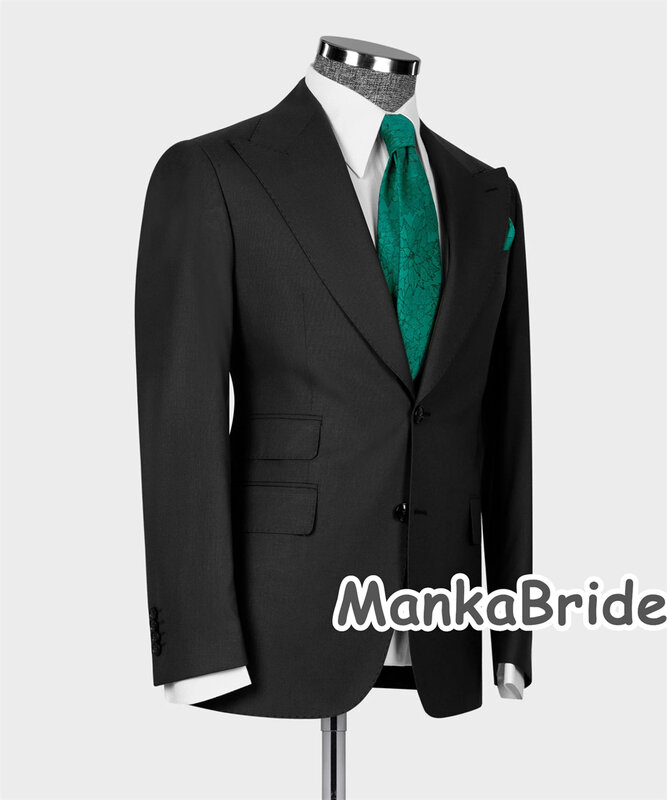Traje clásico negro para Hombre, Ropa para novio/padrino de boda, chaqueta de 3 piezas, chaleco, pantalones, trajes formales de fiesta de oficina y negocios