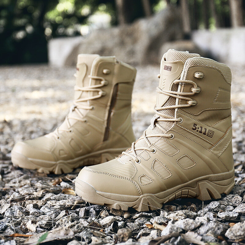2023 Military Ankle Boots Men Outdoor Non-slip Tactical Combat Boots MenLace Up Platform Work Safty Shoes Hiking Trekking Shoes